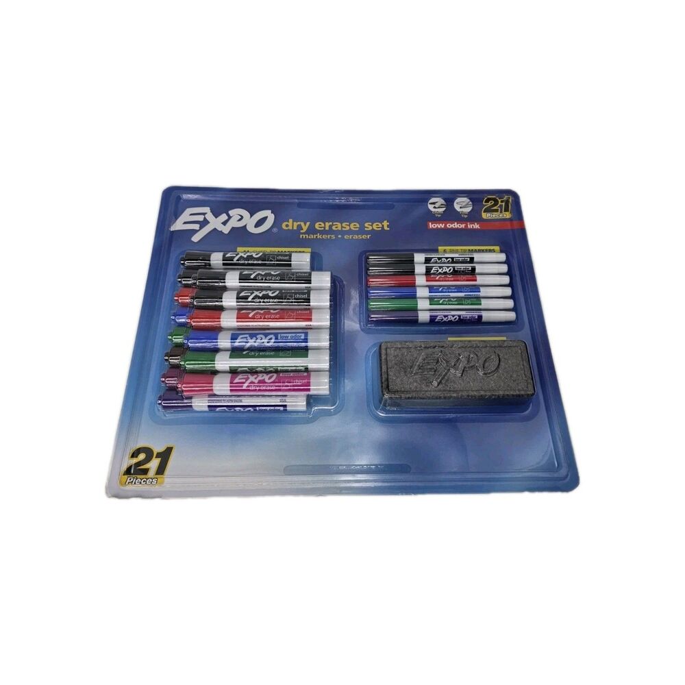 EXPO Dry Erase Set 21 Pieces 14 Chisel Tip, 6 Fine Tip, and 1 Eraser